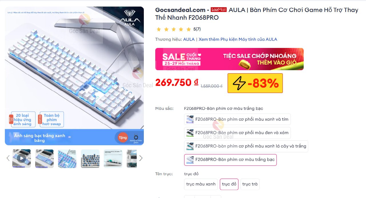 Vụt bàn phím cơ AULA F2068PRO giá chỉ 2xx cho ae hssv.
- Bàn phím cơ bền bỉ, hỗ trợ thay thế phím nhanh (hot-swap) cực tiện.
- Kết nối dây ổn định, tương thích tốt với PC và laptop cho ae cày game hay học tập.
👉 https://s.lazada.vn/s.Ml4P9?c=c&t=p-i3ZkO3n-sHLoY5i
----
AULA | Bàn Phím Cơ Chơi Game Hỗ Trợ Thay Thế Nhanh F2068PRO