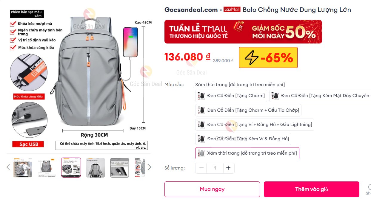 Vụt balo chống nước dung tích lớn giá ngon cho ae.
- Balo chất liệu chống nước, có ngăn cắm sạc tiện lợi.
- Sức chứa lớn, bền bỉ, phù hợp đi làm, đi học hoặc du lịch ngắn ngày.
👉 https://s.lazada.vn/s.MkIKk?c=d&t=p-iEcitQb-s23luw1Z
----
Balo Chống Nước Dung Lượng Lớn