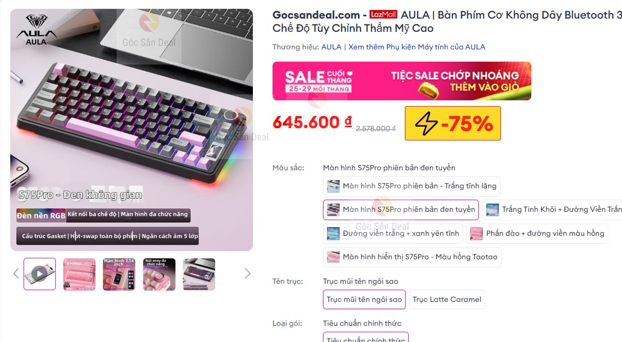 Lụm bàn phím Aula S75 Pro 3 mode giá cực ngon cho ae.
- Bàn phím cơ 3 chế độ kết nối, thiết kế thẩm mỹ cao.
- Tùy chỉnh cá nhân hóa dễ dàng, phù hợp cho ae làm văn phòng cần sự hiệu quả và thoải mái.
👉 https://s.lazada.vn/s.Ml0B6?c=d&t=p-i3ZlSXD-sHHG2Re
----
AULA | Bàn Phím Cơ Không Dây Bluetooth 3 Chế Độ Tùy Chỉnh Thẩm Mỹ Cao