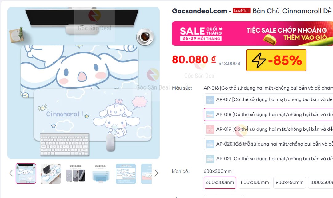 Lụm pad chuột Cinnamoroll size lớn giá rẻ nè ae.
- Bàn di chuột size lớn, bề mặt êm ái cho thao tác chuột chuẩn xác.
- Họa tiết Cinnamoroll cực xinh, tăng độ thẩm mỹ cho góc làm việc.
👉 https://s.lazada.vn/s.MlZJ2?c=d&t=p-iEf0M3c-s23vXLhQ
----
Bàn Chữ Cinnamoroll Dễ Thương