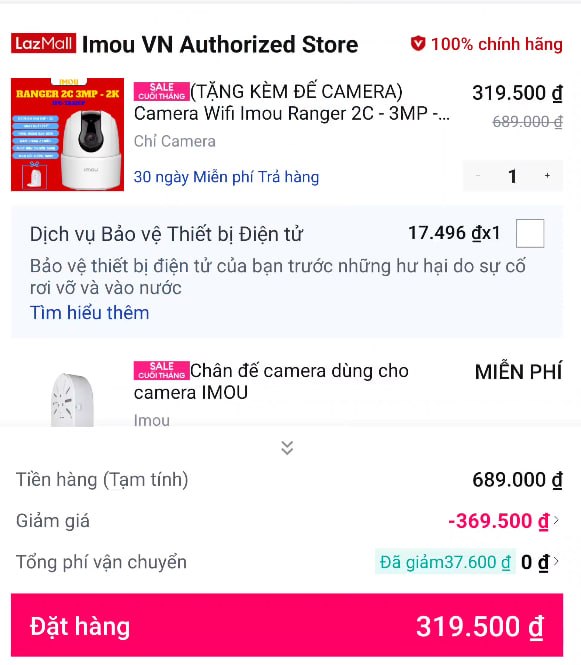 Vụt camera Imou Ranger 2C 3MP giá 319k, tặng kèm chân đế cho ae.
- Độ phân giải 3MP sắc nét, xoay toàn cảnh 360 độ kèm phát hiện con người.
- Tích hợp đàm thoại 2 chiều, bảo hành 2 năm chính hãng cực yên tâm.
👉 https://s.lazada.vn/s.MM7Zb?c=c&t=p-i21P9cB-s99w5fu
----
(TẶNG KÈM ĐẾ CAMERA) Camera Wifi Imou Ranger 2C - 3MP - TA32CP I Đàm thoại 2 chiều I Phát hiện con người I Xoay toàn cảnh 360 I Bh 2 năm