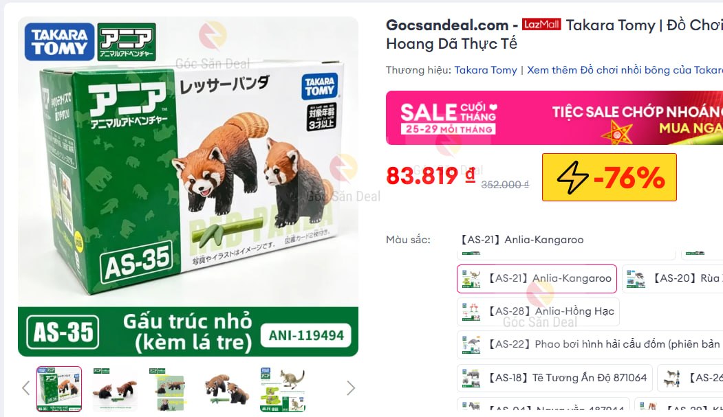 Húp mô hình động vật Takara Tomy giá rẻ chỉ vài chục cành cho ae sưu tầm.
- Mô hình động vật thiết kế siêu thực, chất liệu bền đẹp và an toàn.
- Món đồ chơi giáo dục thú vị cho bé hoặc đồ trang trí độc đáo cho ae đam mê mô hình.
👉 https://s.lazada.vn/s.MpwCZ?c=d&t=p-iEdkKug-s23pro9x
----
Takara Tomy | Đồ Chơi Mô Hình Động Vật Hoang Dã Thực Tế
