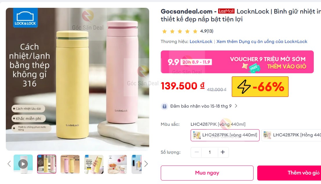 Bình giữ nhiệt LocknLock inox 316 sale 1xx cho ae
- Bình inox 316 bền bỉ, thiết kế nắp bật tiện lợi, giữ nhiệt tốt.
- Kiểu dáng gọn gàng, phù hợp bỏ balo mang theo đi làm hay đi học đều tiện.
👉 https://s.lazada.vn/s.MwHaQ?c=d&t=p-iEYkpxL-s23FiVEP
----
LocknLock | Bình giữ nhiệt inox 316 giữ lạnh thiết kế đẹp nắp bật tiện lợi