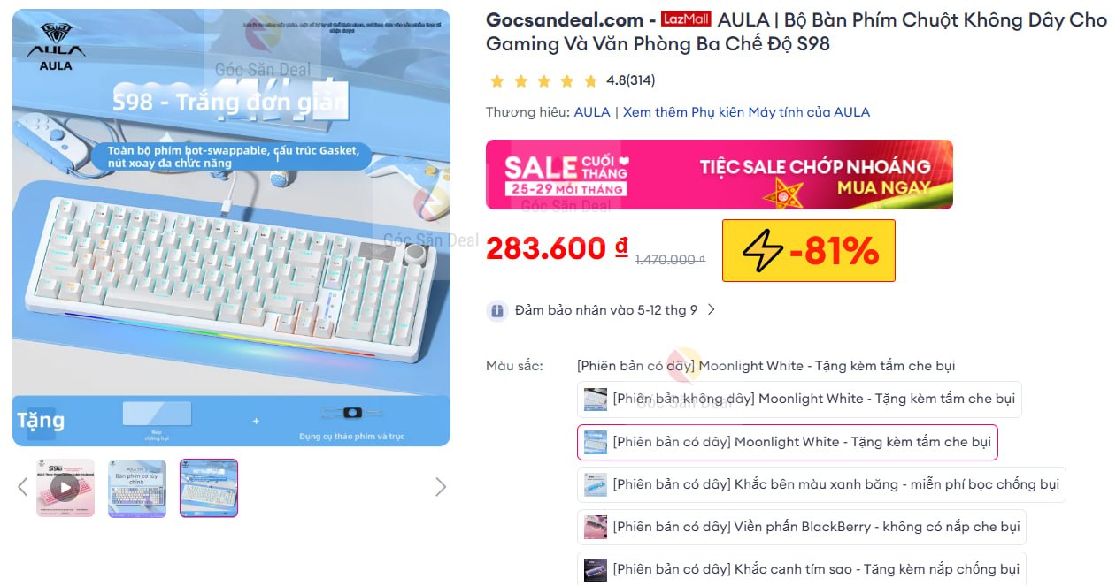 Lụm bàn phím cơ AULA S98 giá 2xx cho ae trải nghiệm.
- Bàn phím cơ đa chế độ kết nối, thiết kế bền bỉ phù hợp cả làm việc và chơi game.
- Cảm giác gõ nhạy, chắc chắn, dễ dàng chuyển đổi giữa kết nối dây và không dây tiện lợi.
👉 https://s.lazada.vn/s.Mpqez?c=d&t=p-i3Xpd92-s23hSKVv
----
AULA | Bộ Bàn Phím Chuột Không Dây Cho Gaming Và Văn Phòng Ba Chế Độ S98