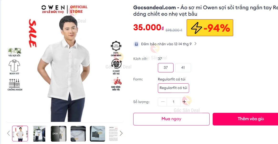 Lụm áo sơ mi sợi sồi giá rẻ 35K cho ae cần
- Chất vải sợi sồi mềm mịn, thoáng mát, chống nhăn và dễ là ủi.
- Kiểu dáng RegularFit chiết eo vạt bầu, mặc lên khá lịch sự, ae xem bảng size để chốt chuẩn nhé.
👉 https://s.lazada.vn/s.MwsCB?c=c&t=p-i3MkhTm-s23zJlbI
----
Áo sơ mi sợi sồi trắng ngắn tay Regularfit dáng chiết eo nhẹ vạt bầu
