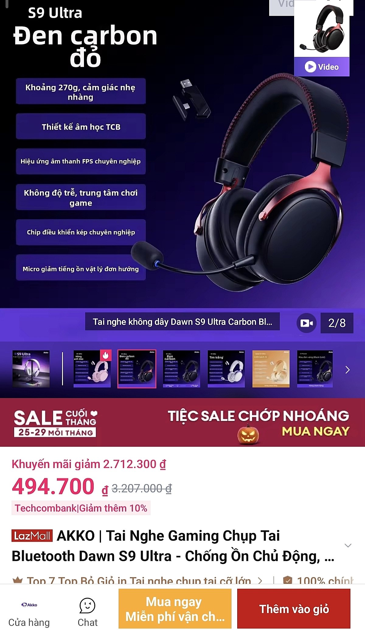 Vụt tai nghe AKKO S9 Ultra 4xx giá rẻ cho ae
- Tai nghe chụp tai không dây chống ồn chủ động, trọng lượng siêu nhẹ 270g.
- Thiết kế công thái học thoải mái, âm thanh chơi game cực cuốn và sắc nét.
👉  https://s.lazada.vn/s.s4PUv?t=p-iEXvKBn-s2428VLb
----
AKKO | Tai Nghe Gaming Chụp Tai Bluetooth Dawn S9 Ultra - Chống Ồn Chủ Động, Thiết Kế Công Thái Học Siêu Nhẹ 270g