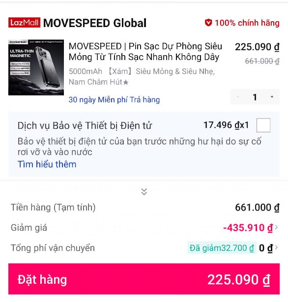 Vụt sạc dự phòng Magsafe MOVESPEED giá ngon cho ae dùng iPhone
- Thiết kế siêu mỏng, hít nam châm chắc chắn, cực tiện mang theo.
- Tương thích Magsafe, sạc không dây nhanh ổn định, giải pháp dự phòng gọn nhẹ cho ae.
👉 https://s.lazada.vn/s.MHBer?c=d&t=p-iEfeO1u-s23yl97E
----
MOVESPEED | Pin Sạc Dự Phòng Siêu Mỏng Từ Tính Sạc Nhanh Không Dây