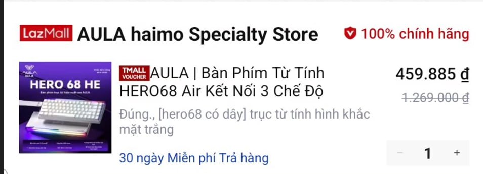 Húp bàn phím AULA Hero68 Air giá 459K ngon nè ae.
- Bàn phím từ tính kết nối 3 chế độ, độ trễ cực thấp cho game thủ.
- Thiết kế nhỏ gọn, công tắc cơ phản hồi nhanh nhạy, bền bỉ và rất đáng tiền.
👉Mua ngay :  https://s.lazada.vn/s.N5LJn?c=b
----
AULA | Bàn Phím Từ Tính HERO68 Air Kết Nối 3 Chế Độ