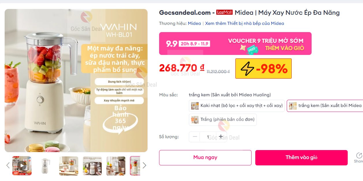 Vụt máy xay đa năng Midea giá 2xx cho ae, nhớ lưu mã nhé
- Công suất lớn, xay mịn hoa quả và rau củ dễ dàng.
- Thiết kế nhỏ gọn, đi kèm nhiều phụ kiện tiện lợi, Midea bền bỉ dùng rất yên tâm.
👉 https://s.lazada.vn/s.MvuYW?c=c&t=p-iEdqH2Z-s23qmBhn
----
Midea | Máy Xay Nước Ép Đa Năng