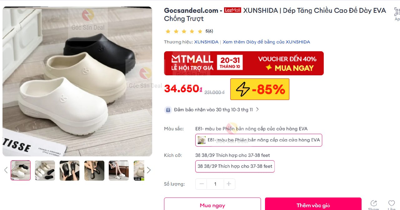 Dép EVA XUNSHIDA giá rẻ cho chị em size 37 38 39.
- Dép tăng chiều cao đế dày, chất liệu EVA êm ái.
- Thiết kế chống trượt an toàn, đi lại thoải mái trong nhà hoặc dạo phố.
👉 https://s.lazada.vn/s.s4IuQ?t=p-iEhNO3f-s245pmHh
----
XUNSHIDA | Dép Tăng Chiều Cao Đế Dày EVA Chống Trượt