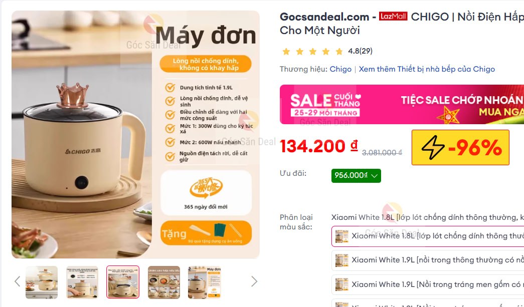 Vụt nồi điện đa năng Chigo nhỏ gọn giá cực rẻ cho ae.
- Thiết kế đa năng, vừa nấu vừa hấp tiện lợi trong một thiết bị.
- Nhỏ gọn thích hợp cho người ở trọ hoặc ký túc xá, sử dụng nấu mì hay hấp rau đều nhanh gọn.
👉 https://s.lazada.vn/s.MpwFB?c=d&t=p-i3VyTK0-sGraWv6
----
CHIGO | Nồi Điện Hấp Và Nấu Đa Năng Dành Cho Một Người