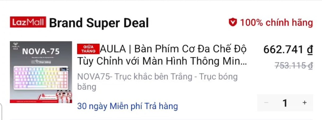 Bàn phím AULA Nova 75 giá 662K cho ae cần phím ngon.
- Bàn phím cơ thiết kế hiện đại, tích hợp màn hình thông minh và núm vặn tùy chỉnh tiện lợi.
- Cấu trúc build chắc chắn, cảm giác gõ êm ái, là lựa chọn 