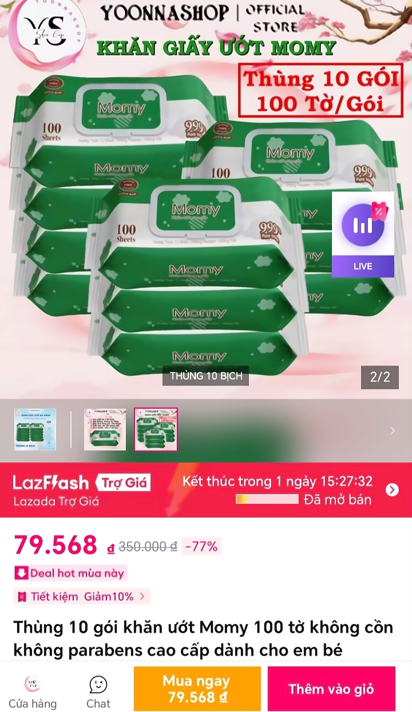 Vụt thùng 10 gói khăn ướt Momy 100 tờ giá ngon cho ae
- Khăn ướt gia đình không cồn không parabens, chất liệu vải không dệt mềm mại.
- Quy cách đóng gói 100 tờ mỗi gói, an toàn nâng niu làn da và tiện lợi mang đi xa.
👉 https://s.lazada.vn/s.sGmcP?t=p-i3IsllZ-sFtw3DQ
----
Thùng 10 gói khăn ướt Momy 100 tờ không cồn không parabens cao cấp dành cho em bé