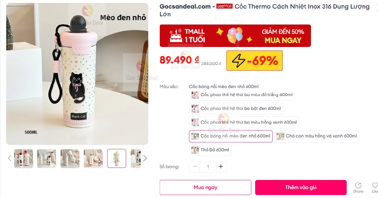 Cốc giữ nhiệt Inox 316 giá chưa tới 1 lốp cho ae.
- Chất liệu Inox 316 an toàn, dung tích lớn thoải mái sử dụng cả ngày.
- Khả năng cách nhiệt tốt, bền bỉ và giá quá hời cho một chiếc cốc chất lượng.
👉 Mua ngay :  https://s.lazada.vn/s.MRNvk?c=d&t=p-iEe65HM-s23rsT5x
----
Cốc Thermo Cách Nhiệt Inox 316 Dung Lượng Lớn