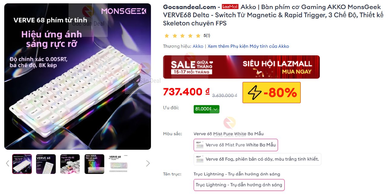 Vụt bàn phím cơ MonsGeek Verve68 giá chỉ 737K, rẻ hơn trước cho ae.
- Bàn phím 3 chế độ kết nối, trang bị Switch Từ chuyên FPS cực nhạy.
- Build skeleton độc đáo, hỗ trợ Rapid Trigger giúp ae leo rank mượt mà.
👉 