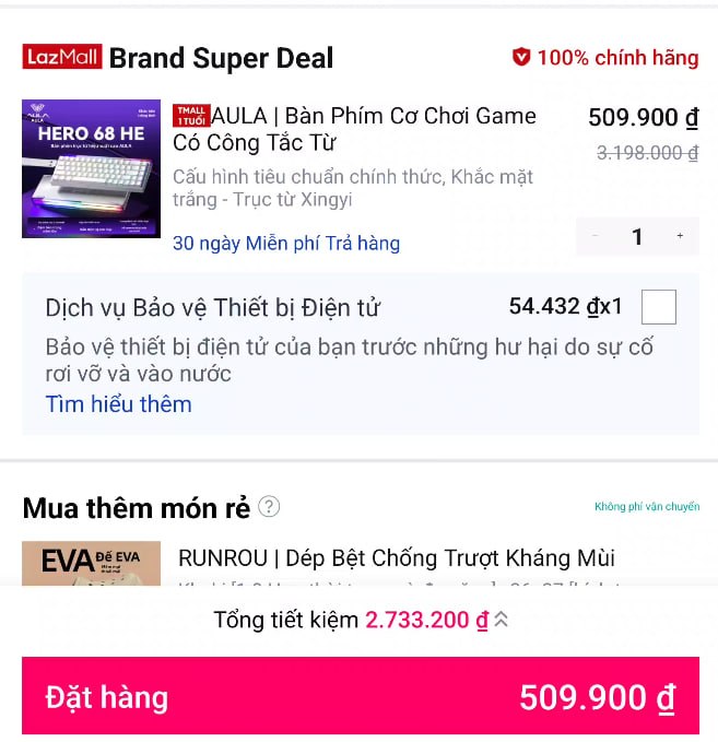 Bàn phím cơ AULA Hero 68 HE giá 5xx cho ae trải nghiệm switch từ.
- Bàn phím cơ sử dụng công tắc từ tính (Magnetic Switch) cho tốc độ phản hồi siêu nhanh.
- Cảm giác gõ mượt mà, ít mỏi tay và ngoại hình đẹp mắt, lựa chọn cực ổn áp cho anh em cày game.
👉Mua ngay :  https://s.lazada.vn/s.MjDuV?c=d&t=p-iEbTZeR-s23fdxtr
----
AULA | Bàn Phím Cơ Chơi Game Có Công Tắc Từ