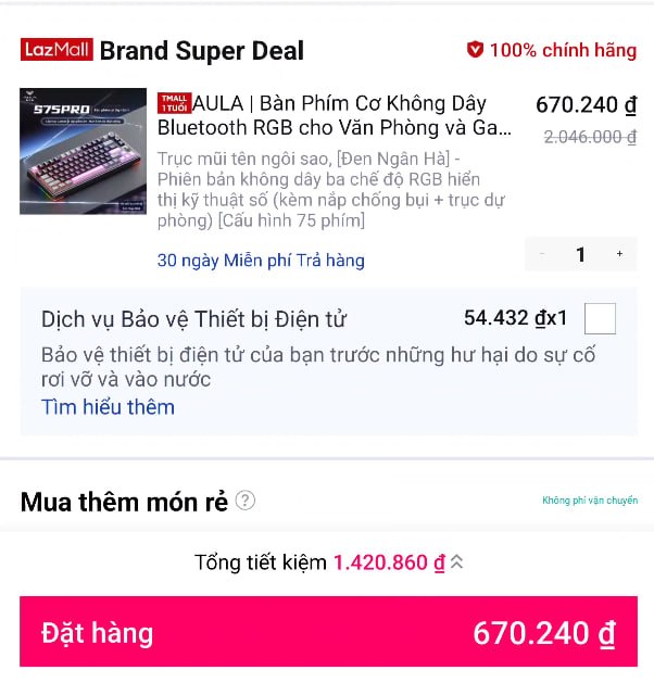 Lụm bàn phím AULA S75 Pro giá 6xx cho ae cày game.
- Bàn phím cơ không dây đa chế độ, kết nối Bluetooth tiện lợi.
- Nút bấm cực nhạy, phù hợp cho ae chơi game cường độ cao và làm việc văn phòng.
👉 Mua ngay  :  https://s.lazada.vn/s.MjDJi?c=d&t=p-iEbOxnT-s23etTrR
----
AULA | Bàn Phím Cơ Không Dây Bluetooth RGB cho Văn Phòng và Game F75 Keys
