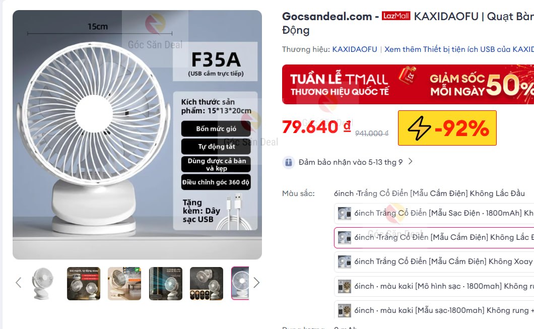 Vụt quạt 6inch sạc USB giá ngon 80k freeship cho ae.
- Quạt để bàn di động, hỗ trợ sạc qua cổng USB tiện dụng.
- Thiết kế nhỏ gọn, mát mẻ, tiết kiệm diện tích cho góc làm việc.
👉 https://s.lazada.vn/s.MqyLL?c=d&t=p-iEfw5u2-s23zzuua
----
KAXIDAOFU | Quạt Bàn Động Đảo Sạc USB Di Động