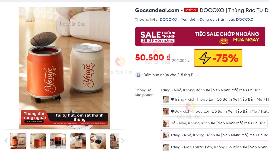 Thùng rác tự động DOCOXO giá rẻ cho ae để bàn.
- Thiết kế nhỏ gọn, có bánh xe tiện di chuyển, đổ rác dễ dàng.
- Kiểu dáng sang trọng, phù hợp để bàn làm việc hoặc phòng ngủ, tăng độ tinh tế cho không gian.
👉 https://s.lazada.vn/s.IpvKV?t=p-iEd8ALy-s23n2gxm
----
DOCOXO | Thùng Rác Tự Động Sang Trọng