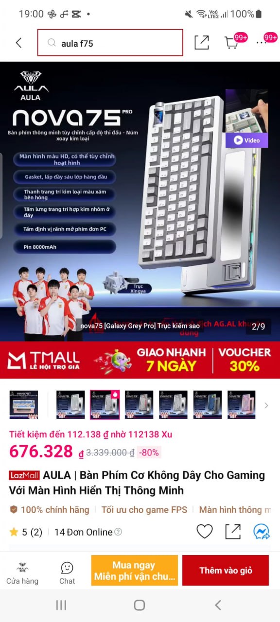 Vụt bàn phím AULA Nova 75 Pro giá 676K, hàng ngon cho ae cần.
- Bàn phím cơ không dây đa chế độ, tích hợp màn hình thông minh hiển thị sắc nét.
- LED RGB tùy chỉnh đẹp mắt, thiết kế chuyên dụng cho game thủ FPS với tốc độ phản hồi cực nhanh.
👉Mua ngay :  https://s.lazada.vn/s.mtUeK?t=p-iEZ3kO6-s23JZNZb
----
AULA | Bàn Phím Cơ Không Dây AULA NOVA 75, Custom, Tích Hợp Màn Hình Thông Minh, LED RGB, Chuyên Dụng Gaming FPS