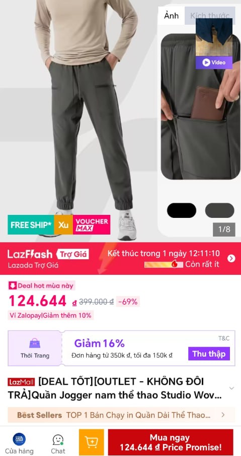 Vụt quần Jogger Coolmate sale 70% giá cực sốc cho ae.
- Chất liệu vải co giãn 4 chiều, nhanh khô và siêu thoáng mát.
- Thiết kế thể thao với nhiều túi tiện lợi, form dáng Regular fit dễ mặc đi gym hay dạo phố đều ổn.
👉 https://s.lazada.vn/s.Mp9zJ?c=d&t=p-iEXyUVw-s235dDCA
----
[DEAL TỐT][OUTLET - KHÔNG ĐỔI TRẢ]Quần Jogger nam thể thao Studio Woven co giãn, thấm hút nhanh khô Coolmate