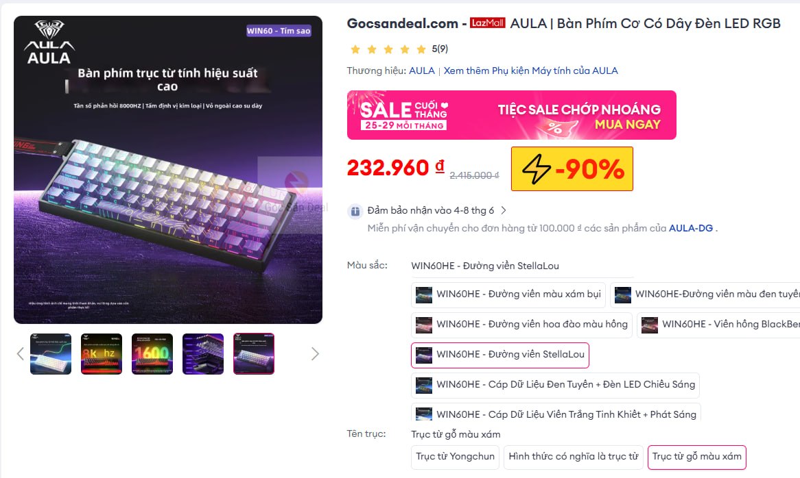 Lụm bàn phím AULA Win60 giá 232K, tặng kèm keycap xịn ae.
- Bàn phím cơ có dây với đèn LED RGB sống động, tối ưu cho nhu cầu chơi game.
- Bố cục delta thông minh giúp thao tác nhanh chóng, kèm quà tặng keycap xịn sò cho ae decor.
👉Mua ngay :  https://s.lazada.vn/s.N9xUo?c=b&t=p-i3anp8M-sHRV37A
----
AULA | Bàn Phím Cơ Có Dây Đèn LED RGB