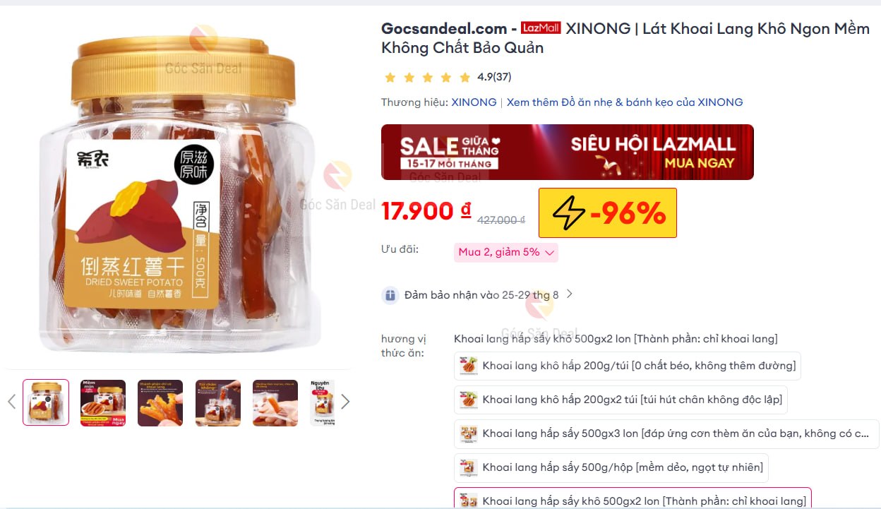 Húp khoai lang khô Xinong dẻo ngọt, ăn vặt cực cuốn.
- Khoai lang được sấy khô, giữ độ dẻo mềm, không chất bảo quản.
- Đóng gói túi tiện lợi dễ mang theo, món ăn vặt lành mạnh cho mọi lứa tuổi.
👉Mua ngay :  https://s.lazada.vn/s.MiMXV?c=d&t=p-i3cypSZ-sHjinDl
----
XINONG | Lát Khoai Lang Khô Ngon Mềm Không Chất Bảo Quản