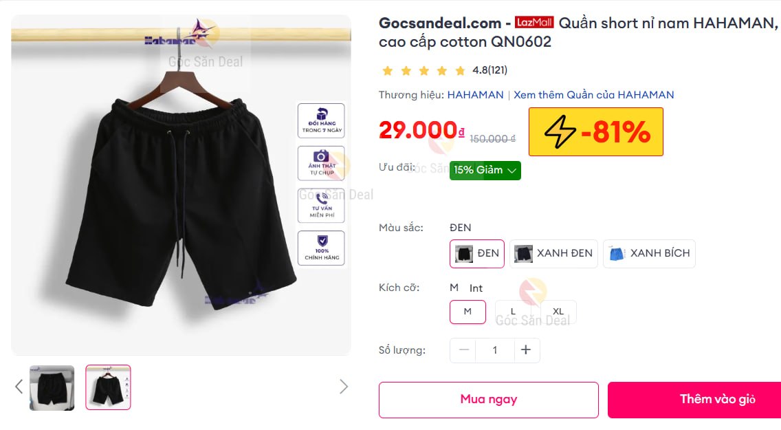 Vụt quần short nỉ HAHAMAN sale rẻ cho ae múc thêm
- Chất vải nỉ cotton da cá dày dặn, không xù lông hay phai màu.
- Thiết kế túi 2 bên kèm túi sau tiện lợi, form dáng thoải mái cho ae dạo phố hay cafe cùng bạn bè.
👉 https://s.lazada.vn/s.Mwh6L?c=c&t=p-i24Nb2h-sBHyQ7r
----
Quần short nỉ nam HAHAMAN, quần đùi nam cao cấp cotton QN0602
