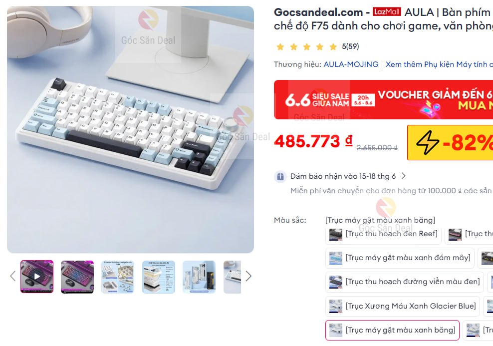Bàn phím AULA F75 xanh băng giá 485K không cần áp xu.
- Bàn phím cơ ba chế độ kết nối, linh hoạt cho game và văn phòng.
- Thiết kế công thái học cùng keycap sắc nét, phản hồi cực nhanh cho trải nghiệm chơi game mượt mà.
👉  Mua ngay :  https://s.lazada.vn/s.NIx0I?c=a&t=p-iEZ7cHC-s23JymOY
----
AULA | Bàn phím cơ tùy chỉnh không dây ba chế độ F75 dành cho chơi game, văn phòng, kết nối Bluetooth và có dây