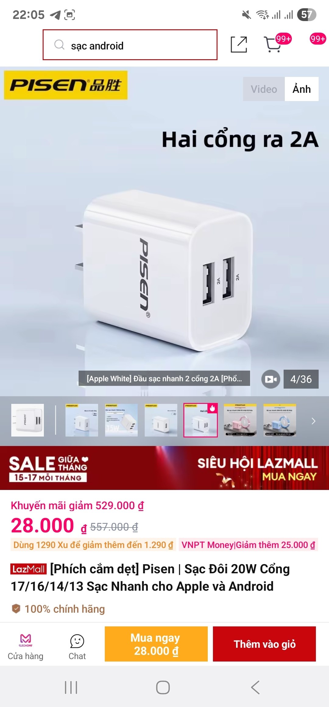 Lụm củ sạc Pisen 20W chính hãng, giá ngon cho ae cần sạc nhanh.
- Sạc nhanh 20W, tương thích tốt cho các dòng iPhone và Android.
- Thiết kế phích cắm dẹt nhỏ gọn, thương hiệu Pisen uy tín dùng cực yên tâm.
👉Mua ngay :  https://s.lazada.vn/s.MiU4U?c=w&t=p-iEaRsa6-s23alXpN
----
[Phích cắm dẹt] Pisen | Sạc Đôi 20W Cổng 17/16/14/13 Sạc Nhanh cho Apple và Android