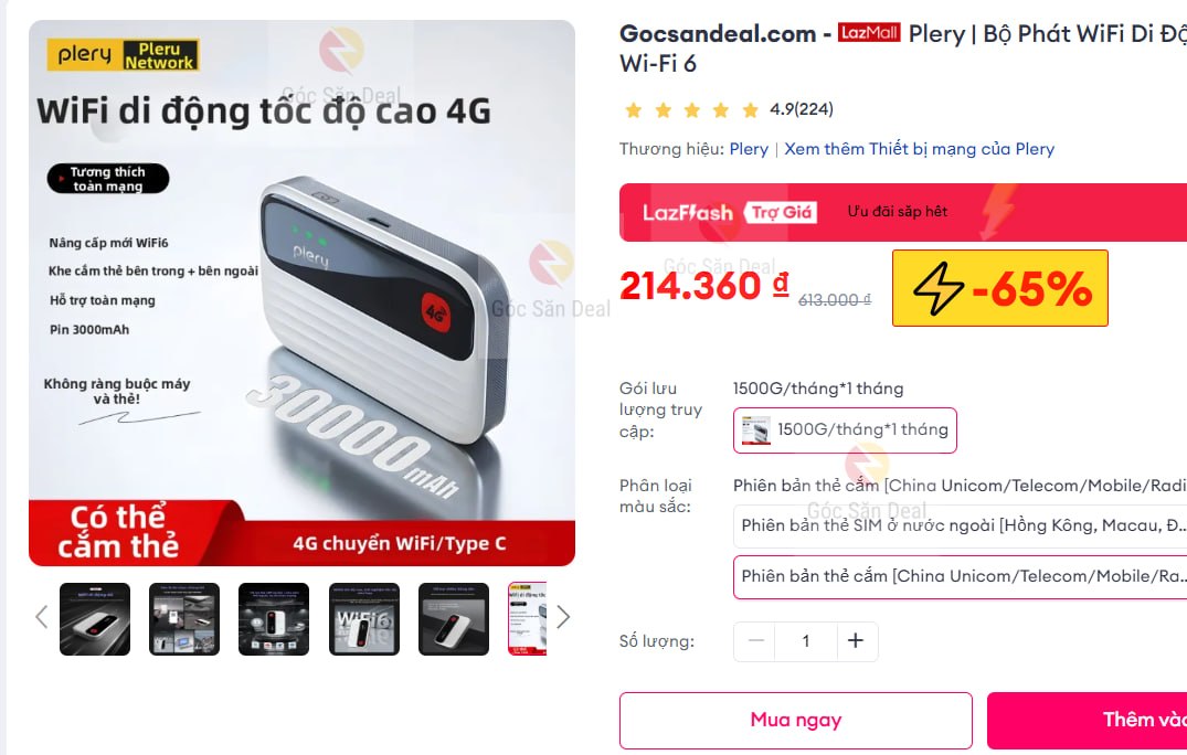 Húp bộ phát WiFi Plery giá 2xx cho ae cần mạng ổn định.
- Hỗ trợ SIM kép và công nghệ WiFi 6, tốc độ truy cập nhanh và liền mạch.
- Thiết kế plug-and-play tiện lợi, dùng ngon cho cả văn phòng hoặc mang theo trên ô tô.
👉 https://s.lazada.vn/s.MpRb7?c=d&t=p-iEdNcmy-s23uJc0Y
----
Plery | Bộ Phát WiFi Di Động Hỗ Trợ SIM Card Wi-Fi 6