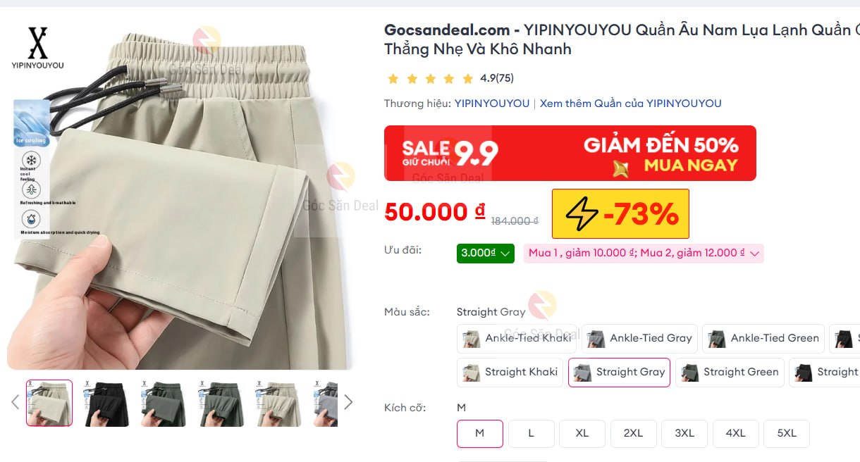 Lụm quần âu nam lụa lạnh giá rẻ chỉ 50k cho ae cần.
- Chất vải lụa lạnh mỏng nhẹ, thoáng khí, khô nhanh, phù hợp mặc mùa hè.
- Kiểu dáng ống đứng hiện đại, nên cân nhắc lấy rộng hơn 2 size để mặc thoải mái nhất.
👉 https://s.lazada.vn/s.MGfT1?c=d&t=p-i3VijXU-sGocea6
----
YIPINYOUYOU Quần Âu Nam Lụa Lạnh Quần Ống Thẳng Nhẹ Và Khô Nhanh