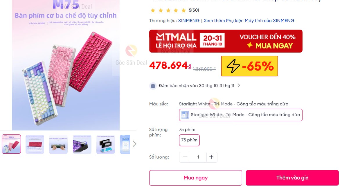 Vụt bàn phím cơ XINMENG M75 3 chế độ 4xx giá rẻ cho ae
- Layout 75% tích hợp núm xoay kim loại, cấu trúc Gasket mount 5 lớp cùng pin 7000mAh.
- Mạch hotswap linh hoạt, gõ êm mượt âm thanh HIFI cực cuốn và led RGB sang trọng.
👉  https://s.lazada.vn/s.s4sQw?t=p-iEha4H7-s246mpcu
----
XINMENG | Bàn Phím Cơ  Không Dây 3 Chế Độ M75 Gasket Mount Pin 7000mAh Hot-swap Có Núm Xoay