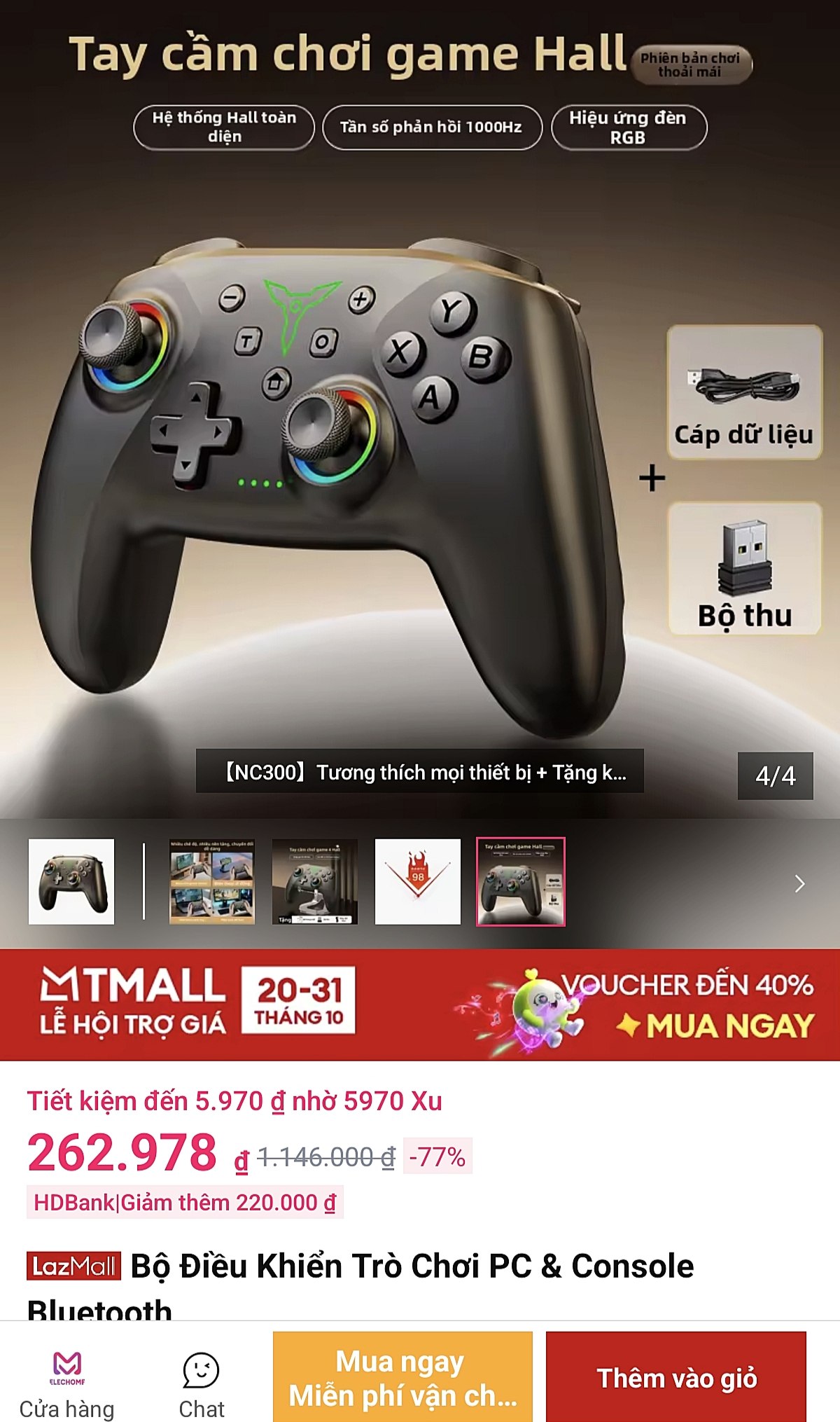 Vụt tay cầm chơi game Hall Effect giá rẻ cho ae
- Tích hợp công nghệ Hall Effect chống trôi cùng đèn LED RGB bắt mắt.
- Đi kèm receiver kết nối PC ổn định, chiến game cực mượt mà không lo giật lag.
👉  https://s.lazada.vn/s.s4Iy4?t=p-iEh0VGw-s2444Qnw
----
Bộ Điều Khiển Trò Chơi PC & Console Bluetooth