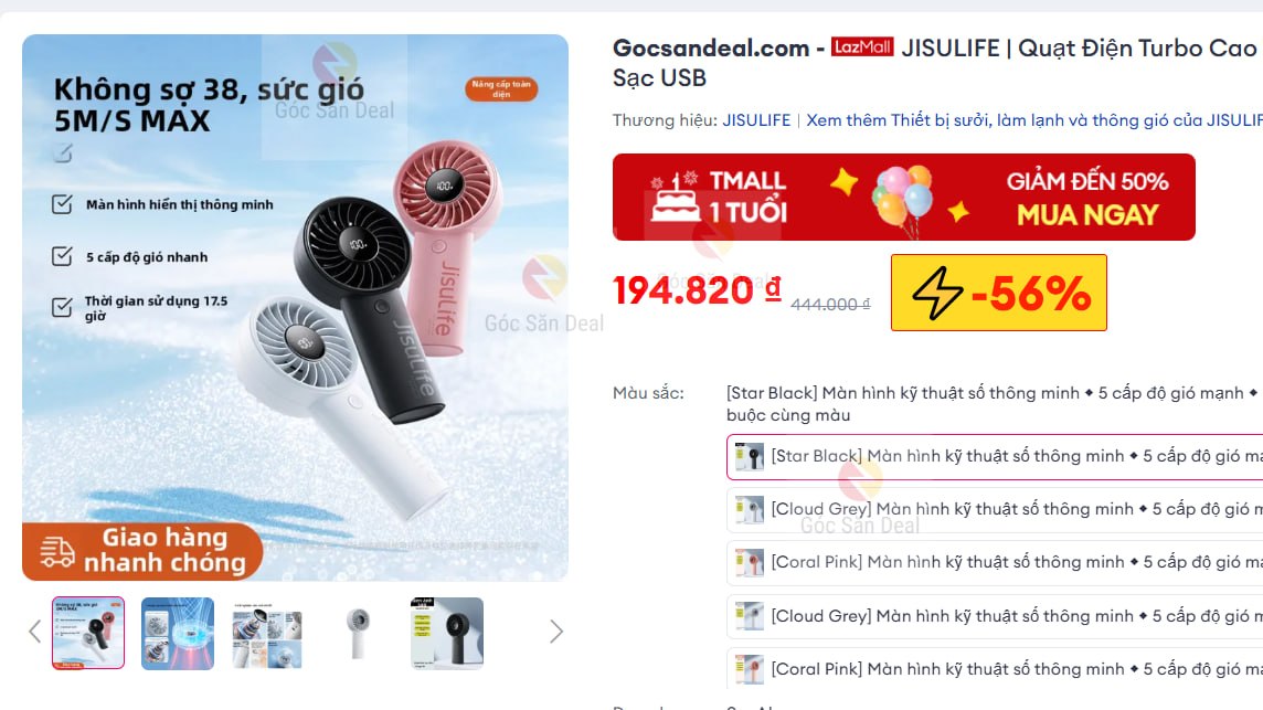 Lụm quạt Jisulife turbo giá 1xx cho ae mát mẻ.
- Quạt cầm tay turbo công suất cao, thiết kế nhỏ gọn dễ mang theo.
- Pin sạc USB tiện lợi, gió mạnh thổi bay cái nóng, hàng Jisulife thì bền khỏi bàn.
👉 Mua ngay  :  https://s.lazada.vn/s.MQevr?c=c&t=p-iEehFP7-s23v02Q5
----
JISULIFE | Quạt Điện Turbo Cao Tốc Di Động Sạc USB
