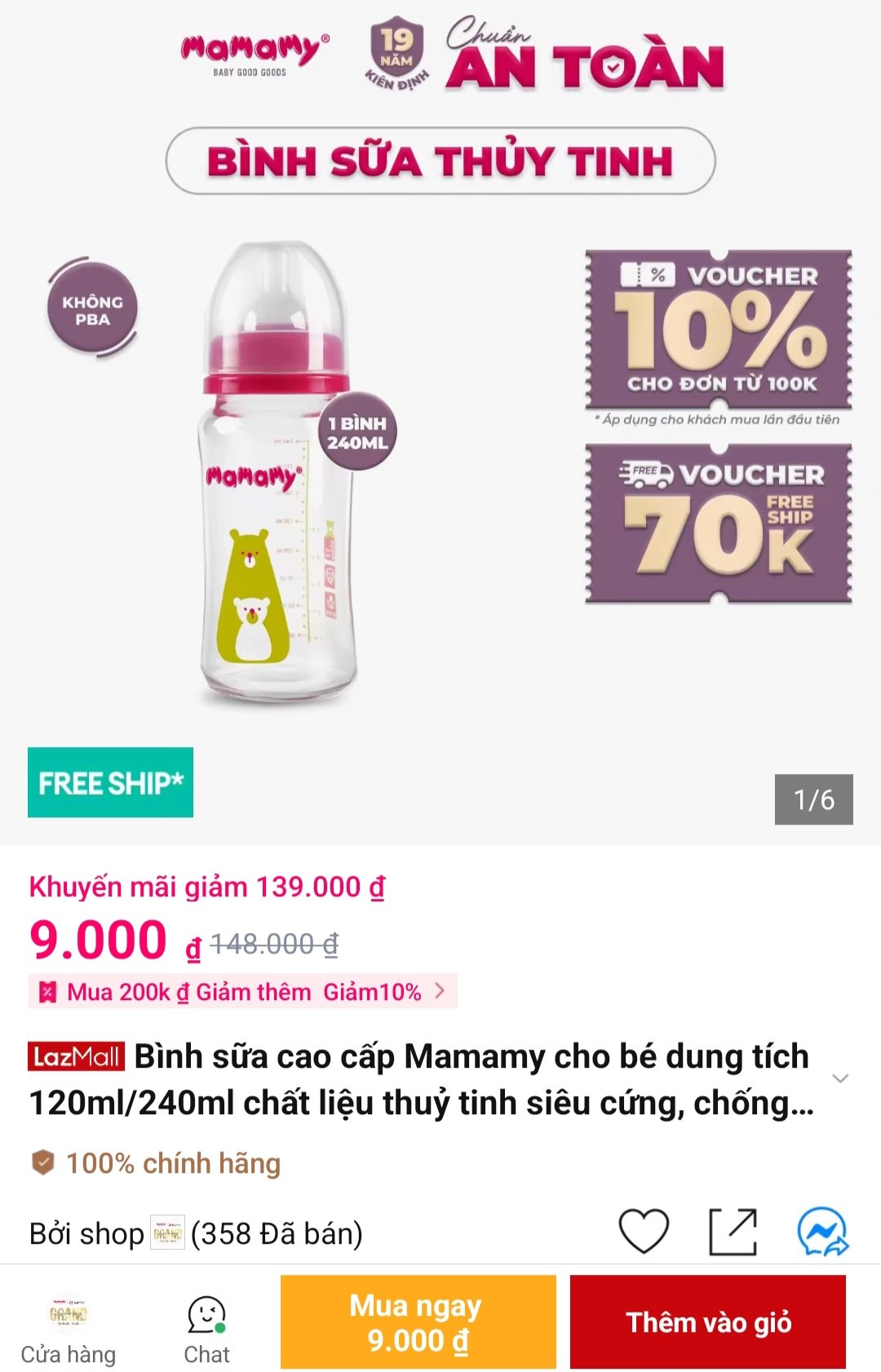 Lụm bình sữa thủy tinh Mamamy giá 9K, quá rẻ cho mom nào cần.
- Thủy tinh cao cấp, chịu nhiệt tốt và độ bền cao.
- Thiết kế ống chống sặc dài độc quyền, núm ti silicon Nhật Bản giúp bé ngậm chặt, an toàn cho bé.
👉Mua ngay :  https://s.lazada.vn/s.MiIgr?c=w&t=p-iEflb8i-s23zSboc
----
Bình sữa cao cấp Mamamy cho bé dung tích 120ml/240ml chất liệu thuỷ tinh siêu cứng, chống sặc và đầy hơi màu xanh/ hồng