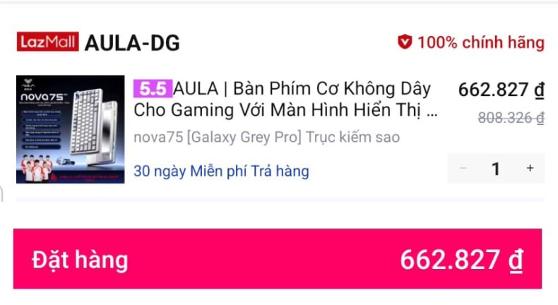 Bàn phím AULA Nova 75 Pro giá 662K nhiều phiên bản lựa chọn cho ae.
- Bàn phím cơ không dây đa chế độ, tích hợp màn hình thông minh hiển thị trực quan.
- LED RGB rực rỡ, thiết kế chuyên dụng cho game thủ FPS với tốc độ phản hồi cực nhanh.
👉Mua ngay :  https://s.lazada.vn/s.mCWuF?t=p-iEZ3kO6-s23JZNZa
----
AULA | Bàn Phím Cơ Không Dây AULA NOVA 75, Custom, Tích Hợp Màn Hình Thông Minh, LED RGB, Chuyên Dụng Gaming FPS