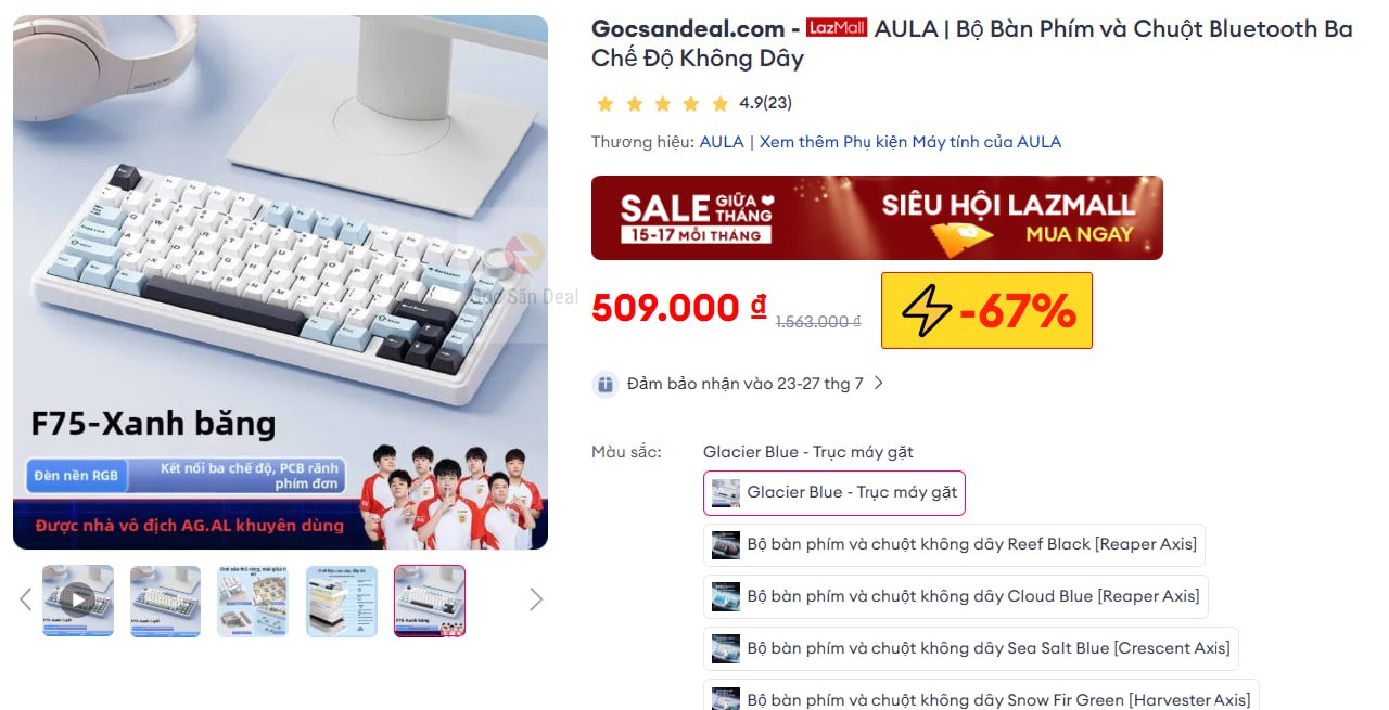 Bàn phím cơ AULA F75 kèm chuột không dây giá 509K cho ae.
- Kết nối 3 chế độ linh hoạt, gõ phím êm ái và thiết kế núm xoay tiện lợi.
- Bộ sản phẩm đi kèm chuột không dây độ chính xác cao, build cứng cáp, đèn LED cực đẹp cho góc làm việc.
👉Mua ngay :  https://s.lazada.vn/s.no4u8?c=c&t=p-iEa6ewO-s23YeTVP&sub_id6=TMALL
----
AULA | Bộ Bàn Phím Cơ Độc Quyền và Chuột Không Dây