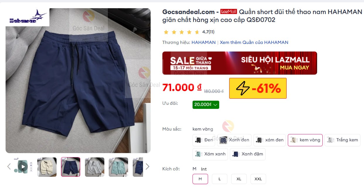 Húp quần short đũi thể thao HAHAMAN giá chỉ 71K cho ae.
- Chất vải đũi cao cấp co giãn 4 chiều, mặc cực thoáng mát mùa hè.
- Quần đứng dáng, thoải mái khi vận động mạnh hoặc dạo phố đều ổn áp.
👉 Mua ngay  : https://s.lazada.vn/s.MhCIQ?c=d&t=p-i24NVxU-s9PS0cq
----
Quần short đũi thể thao nam HAHAMAN co giãn chất hàng xịn cao cấp QSĐ0702
❗️Do số lượng sale có hạn, nên khi bạn thấy post này thì có thể sản phẩm đã hết giá sale như ảnh, vì thế , hãy tham gia nhóm để săn deal Quần short HAHAMAN khác tại : @gocsandeal