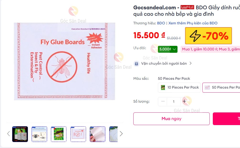 Lụm combo 50 miếng bẫy ruồi giá rẻ bèo cho ae.
- Giấy bẫy ruồi siêu dính, hiệu quả cao cho khu vực bếp và ngoài trời.
- Không hóa chất độc hại, an toàn tuyệt đối cho gia đình có trẻ nhỏ và thú cưng.
👉 https://s.lazada.vn/s.Mr4QT?c=c&t=p-iEdNt8w-s23noSI8
----
BDO Giấy dính ruồi dễ sử dụng 2 bước, hiệu quả cao cho nhà bếp và gia đình