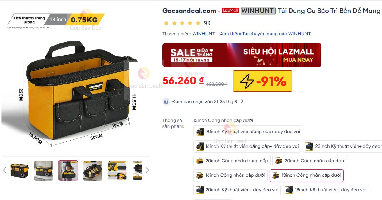 Lụm túi đựng đồ nghề WINHUNT chắc chắn giá rẻ cho ae.
- Túi đựng dụng cụ di động, thiết kế ngăn rộng rãi để được nhiều đồ.
- Chất liệu dày dặn, chống bụi tốt, ae dùng đựng đồ điện hay đồ nghề rất tiện.
👉 Mua ngay : https://s.lazada.vn/s.nf45O?c=d&t=p-iEdTtZv-s23pq4SL
----
WINHUNT | Túi Dụng Cụ Di Động Bền Cho Dụng Cụ Điện
❗️Do số lượng sale có hạn, nên khi bạn thấy post này thì có thể sản phẩm đã hết giá sale như ảnh, vì thế , hãy tham gia nhóm để săn deal Túi đựng đồ nghề WINHUNT khác tại : @gocsandeal