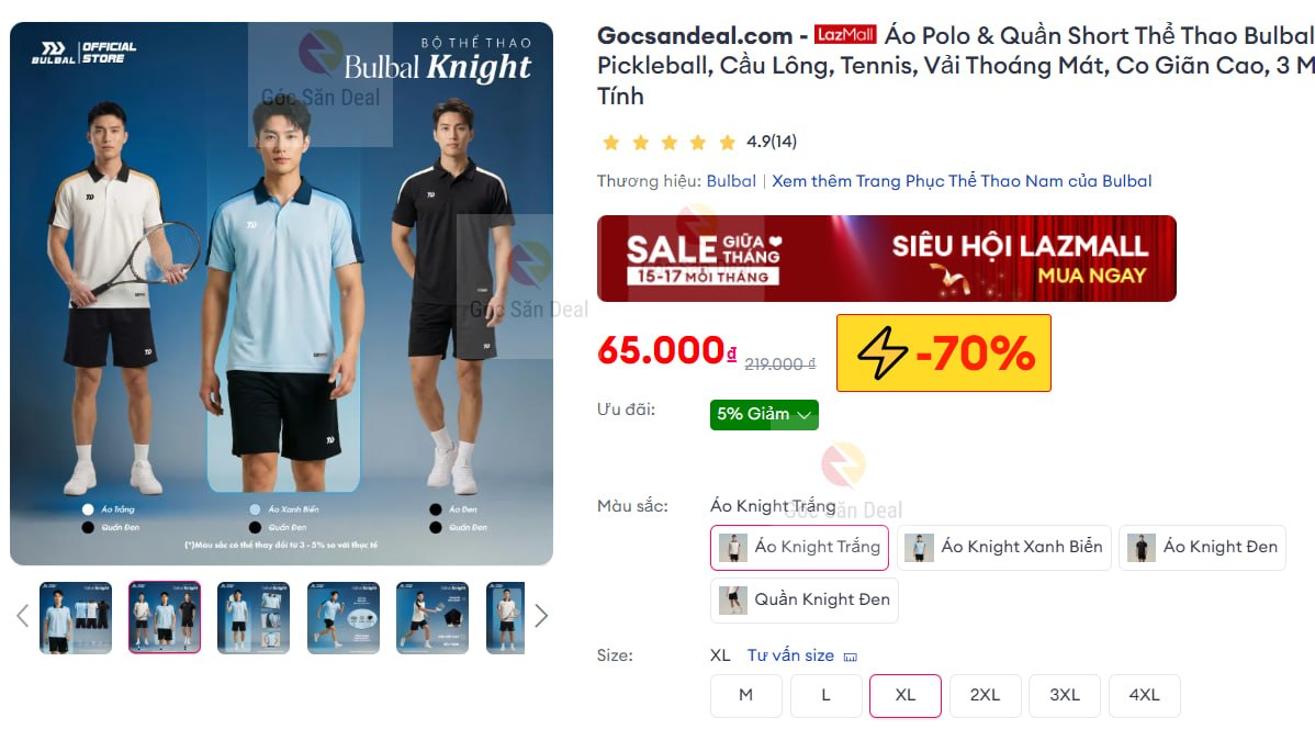 Vụt áo Polo thể thao Bulbal Knight màu trắng sale sốc 70% cho ae.
- Vải thể thao thoáng mát, co giãn tốt, thiết kế hiện đại.
- Form dáng năng động, dễ phối đồ mặc thường ngày hoặc chơi các môn thể thao như Pickleball, Tennis.
👉 Mua ngay  :  https://s.lazada.vn/s.MSlr1?c=c&t=p-iEZK4ws-s23N4LW6
----
Áo Polo & Quần Short Thể Thao Bulbal Knight, Pickleball, Cầu Lông, Tennis, Vải Thoáng Mát, Co Giãn Cao, 3 Màu Trung Tính