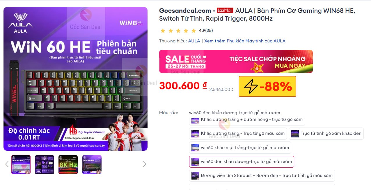 Bàn phím cơ AULA WIN68 HE giá ngon 3xx cho ae.
- Công nghệ switch từ tính Hall Effect, hỗ trợ Rapid Trigger cho phản hồi cực nhanh.
- Cấu trúc bền bỉ, thiết kế công thái học chuẩn gaming, thích hợp cho ae chơi game eSports.
👉 https://s.lazada.vn/s.MneQr?c=c&t=p-iEa7na4-s23Yv3xC
----
AULA | Bàn Phím Cơ Gaming WIN68 HE, Switch Từ Tính, Rapid Trigger, 8000Hz