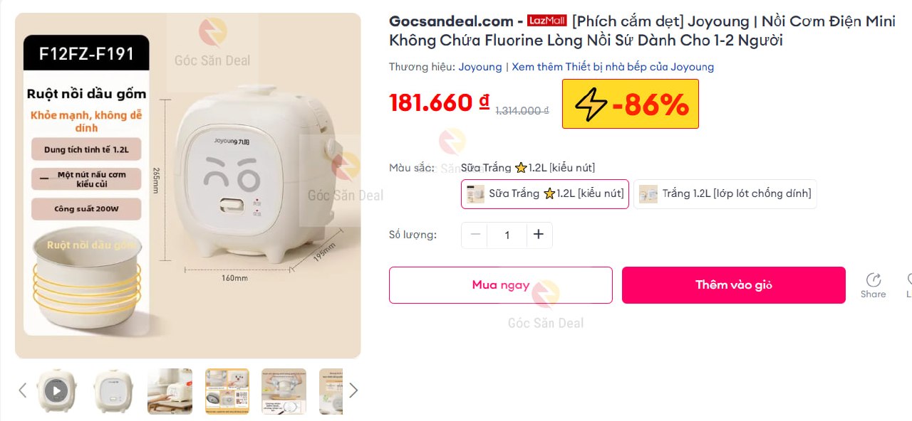 Lụm nồi cơm điện mini Joyoung giá 1xx cho ae ở trọ.
- Nồi mini 1-2 người ăn, lòng nồi sứ cao cấp không chứa Fluorine.
- Thiết kế nhỏ gọn, nấu cơm tiện lợi, giá quá hợp lý cho ae cần nồi cơm xịn.
👉 https://s.lazada.vn/s.Msr5z?c=d&t=p-iEajmes-s240x9Qd
----
[Phích cắm dẹt] Joyoung | Nồi Cơm Điện Mini Không Chứa Fluorine Lòng Nồi Sứ Dành Cho 1-2 Người