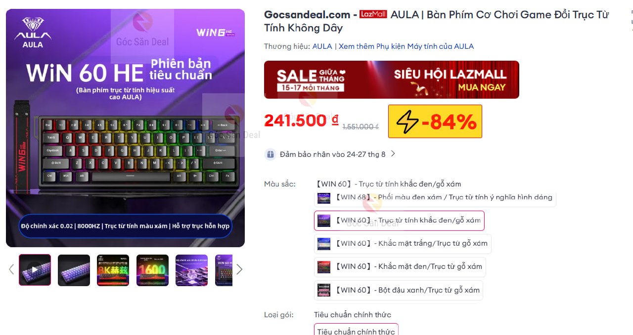 Vụt bàn phím AULA Win60HE giá 241K, siêu hời cho ae.
- Bàn phím cơ không dây, thiết kế nhỏ gọn nhẹ nhàng dễ mang theo.
- Trang bị trục từ tính cho phản hồi nhanh, độ bền cao và tùy chỉnh linh hoạt.
👉Mua ngay :  https://s.lazada.vn/s.Mipxq?c=d&t=p-i3Zli70-sHHGrZL
----
AULA | Bàn Phím Cơ Chơi Game Đổi Trục Từ Tính Không Dây
