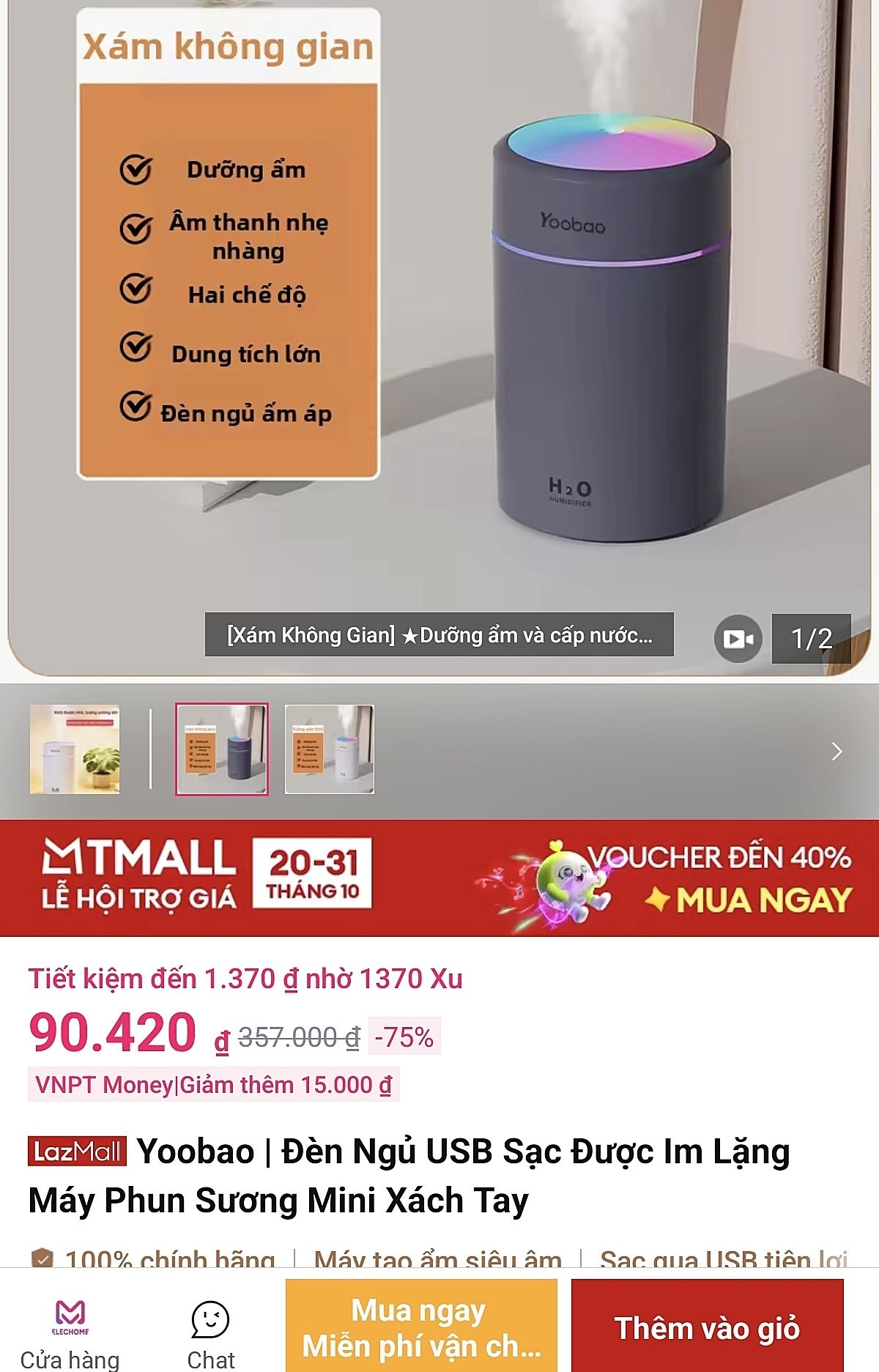 Lụm máy phun sương kèm đèn ngủ Yoobao giá rẻ cho ae
- Máy phun sương mini xách tay tích hợp đèn ngủ sạc USB hoạt động cực kỳ yên tĩnh.
- Thiết kế nhỏ gọn tiện lợi mang theo sử dụng trong phòng ngủ hoặc bàn làm việc.
👉 https://s.lazada.vn/s.tk8kw?t=p-iEdp3UD-s24AezeW
----
Yoobao | Đèn Ngủ USB Sạc Được Im Lặng Máy Phun Sương Mini Xách Tay