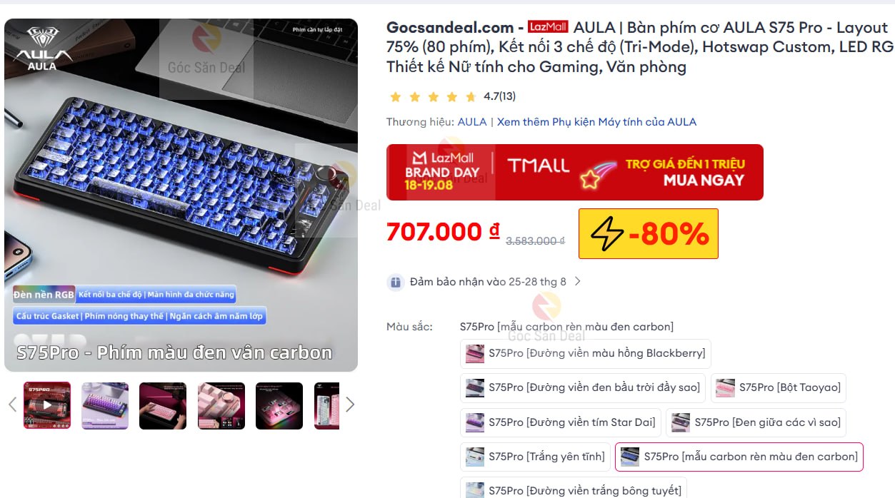 Húp bàn phím AULA S75 Pro bản Carbon giá 707K, ngon luôn ae.
- Layout 75% gọn gàng, trang bị cảm biến từ tính cho trải nghiệm gõ cực nhạy.
- Thiết kế đậm chất văn phòng, keycaps tùy chỉnh linh hoạt, build ngon trong tầm giá.
👉Mua ngay :  https://s.lazada.vn/s.MRuNl?c=c&t=p-i3ao27L-sHRZ7Bu
----
AULA | Bàn Phím Có Dây Mini Thiết Kế Thu Hút Với Cảm Biến Từ Cho Phụ Nữ Văn Phòng