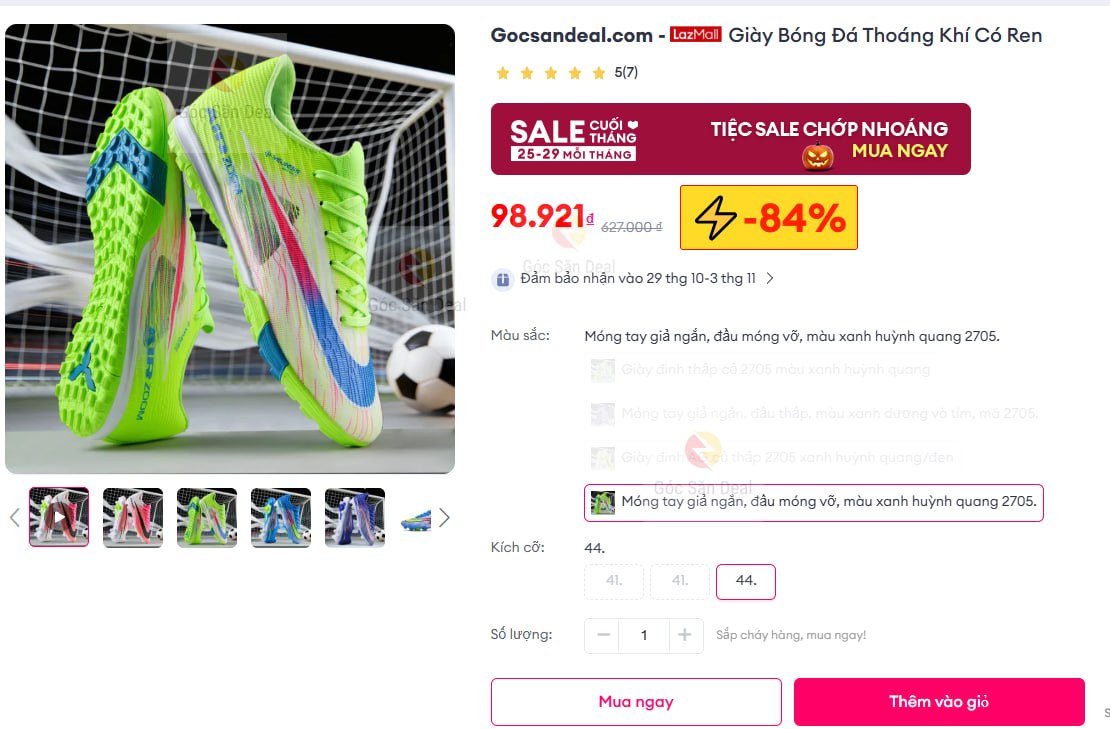Lụm giày bóng đá size 44 giá rẻ cho ae
- Giày đá bóng thoáng khí có ren, thiết kế ôm chân và vừa vặn.
- Đệm và hỗ trợ tốt khi chạy nhảy, giá quá hời cho ae ra sân.
👉  https://s.lazada.vn/s.s44qV?t=p-iEfW416-s247vI7j
-----
Giày Bóng Đá Thoáng Khí Có Ren