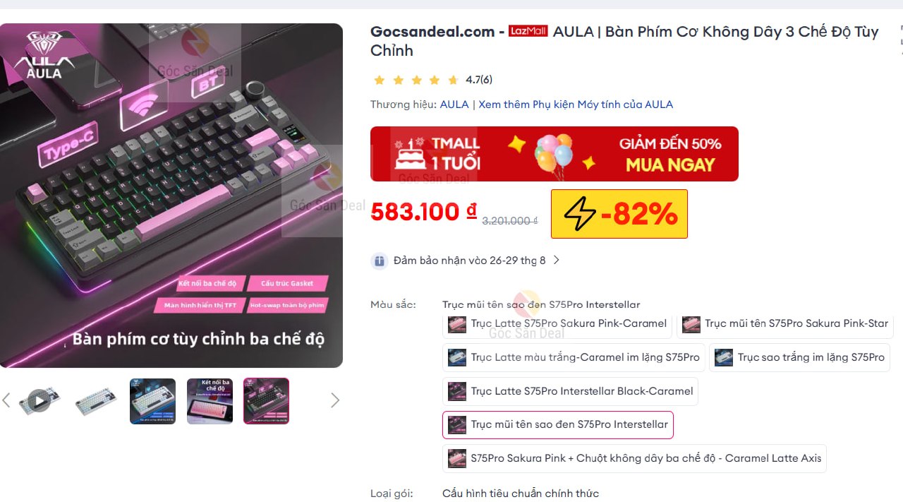 Bàn phím AULA S75 Pro giá 5xx cho ae cần phím xịn.
- Bàn phím cơ không dây đa chế độ, thiết kế sang trọng và độ hoàn thiện cao.
- Âm thanh gõ dày dặn, cảm giác phím rất ổn định, dùng văn phòng hay chơi game đều đỉnh.
👉 Mua ngay :  https://s.lazada.vn/s.MjvSi?c=d&t=p-iEbTm5Y-s23fduLF
----
AULA | Bàn Phím Cơ Không Dây 3 Chế Độ Tùy Chỉnh