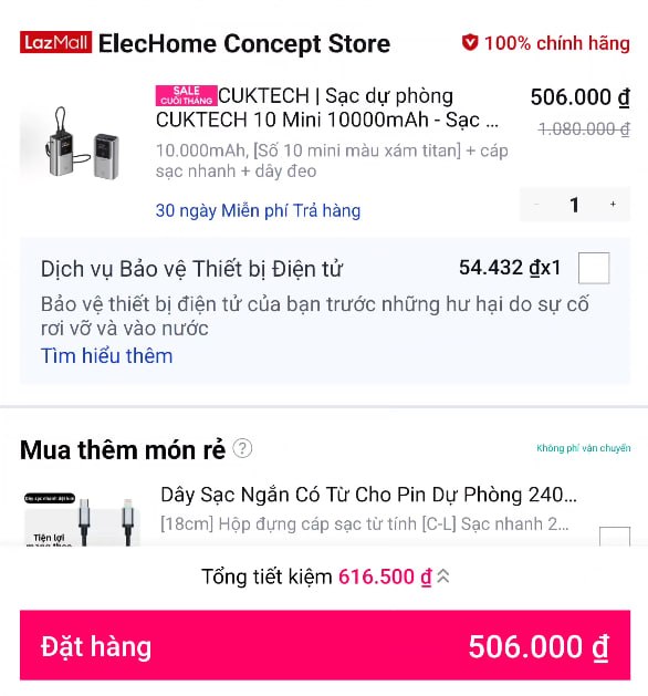 Húp sạc dự phòng CUKTECH 10 Mini kèm cáp sạc và dây đeo giá êm cho ae.
- Dung lượng 10000mAh, sạc nhanh PD 30W cực nhanh trong kích thước siêu nhỏ gọn.
- Thiết kế phiên bản Panda xinh xắn, nằm gọn trong lòng bàn tay, tiện mang theo mọi lúc mọi nơi.
👉 https://s.lazada.vn/s.MMSA7?c=c&t=p-iEcz1FP-s23ls1BE
----
CUKTECH | Sạc dự phòng CUKTECH 10 Mini 10000mAh - Sạc Nhanh PD 30W, Phiên Bản Panda, Kèm Dây Đeo